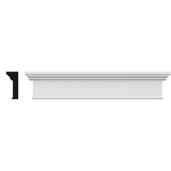 Ekena Millwork Traditional 1 in. x 98 in. x 7-1/4 in. Polyurethane Crosshead Moulding with Bottom Trim