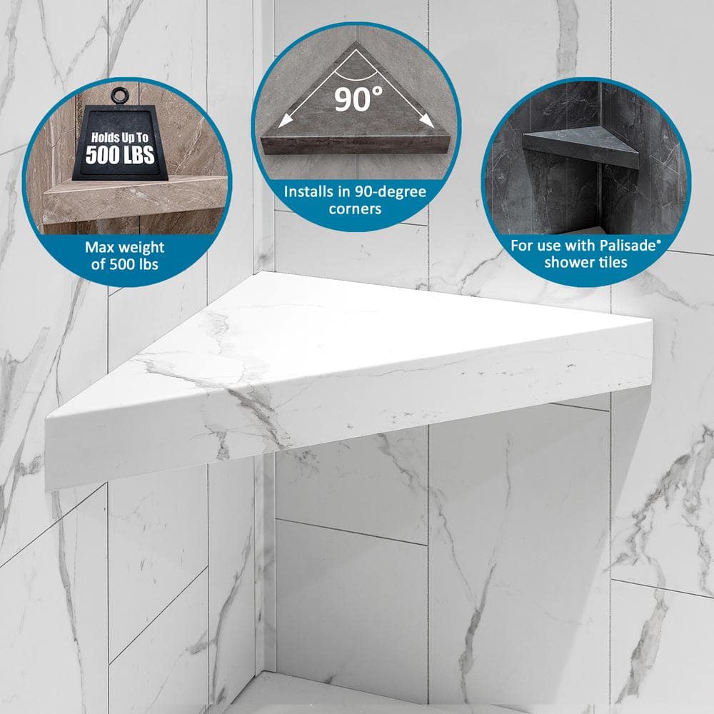 Ashen Slate Gray PVC Shower Bench with Lacquer Finish