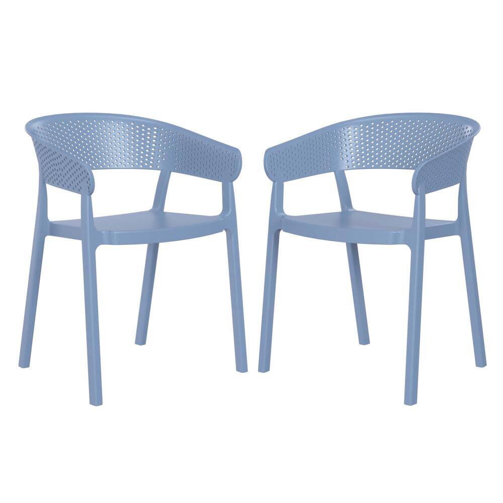 Frond&Form Outdoor Patio Poly Plastic Stacking Curved Back Dining Armchair (Set of 2), French Blue price history on PriceWatchPro