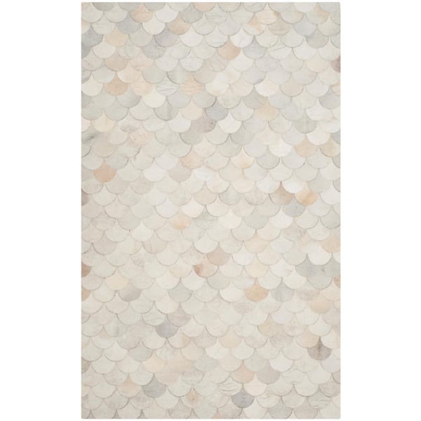 Studio Leather Ivory 4 ft. x 6 ft. Geometric Area Rug