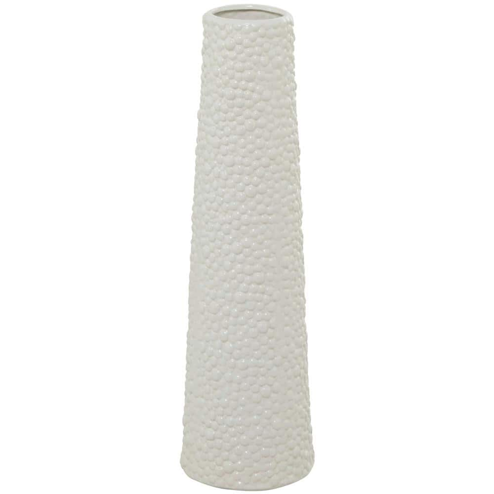 Litton Lane 25 in. White Ceramic Decorative Vase with Bubble Texture