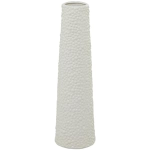 25 in. White Ceramic Decorative Vase with Bubble Texture