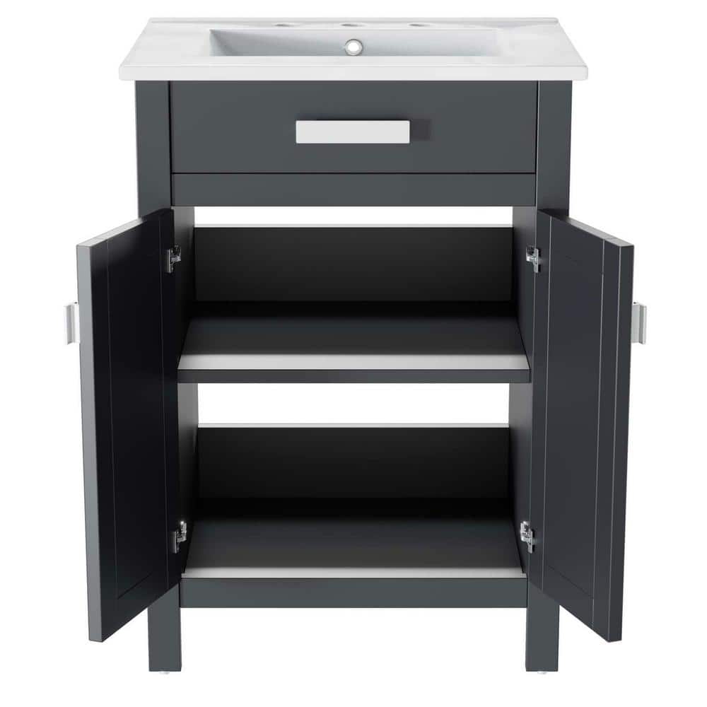 Laguna 24" Gray and White Modern MDF Ceramic Bathroom Vanity