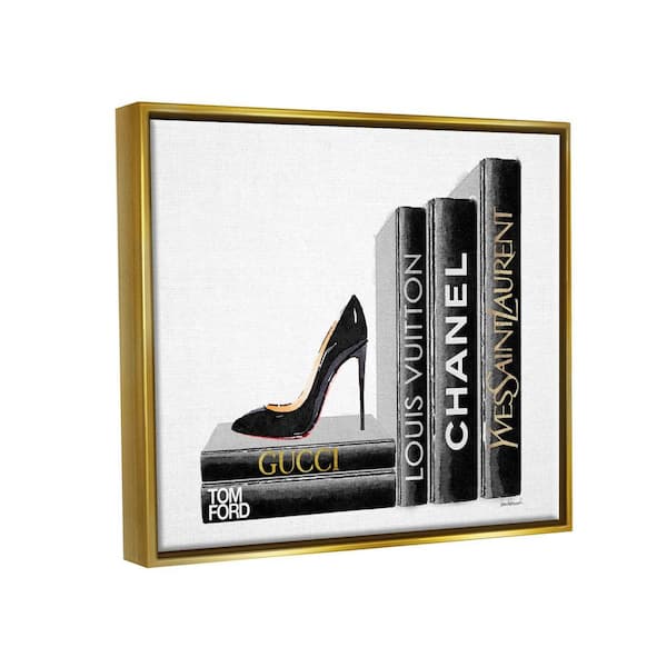 The Stupell Home Decor Collection High Fashion Book Shelf with Stilettos  Heel by Amanda Greenwood Floater Frame Culture Wall Art Print 25 in. x 31  in. agp-154_ffg_24x30 - The Home Depot