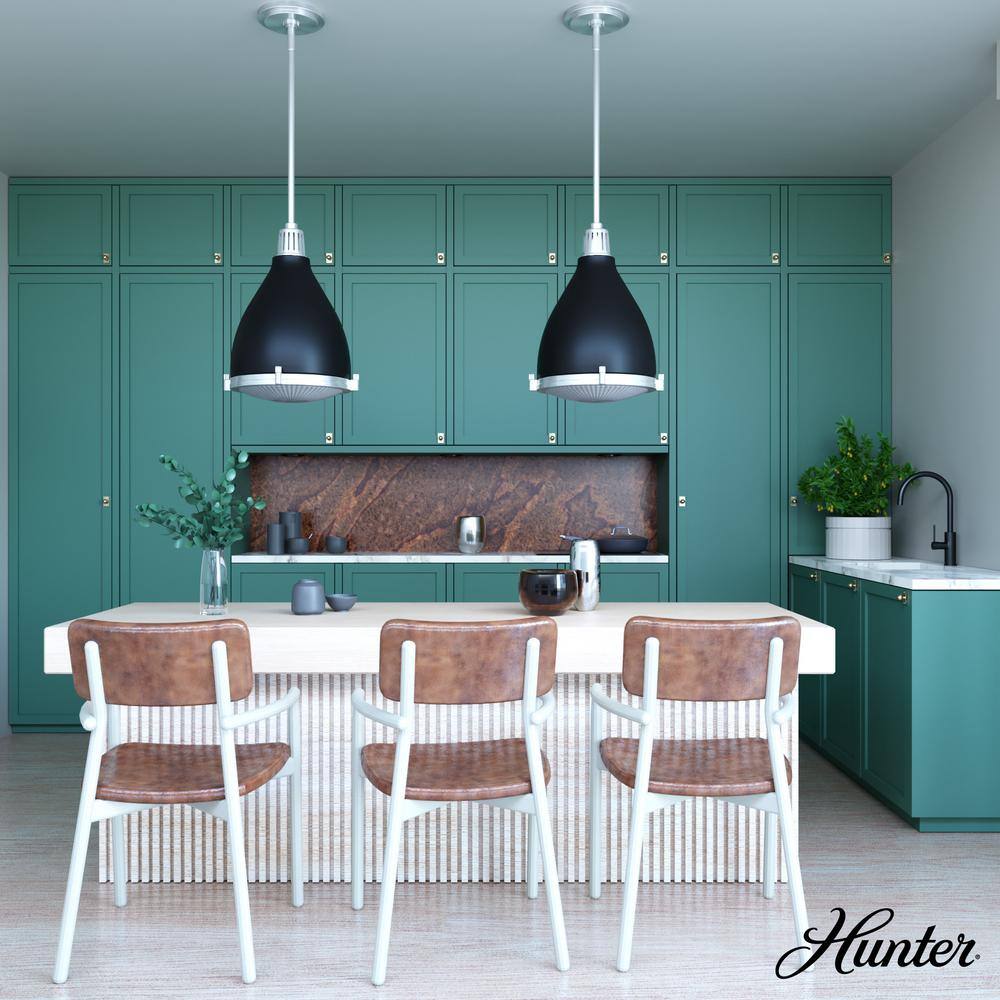 Bluff View Matte Black and Brushed Nickel Glass LED Pendant Light