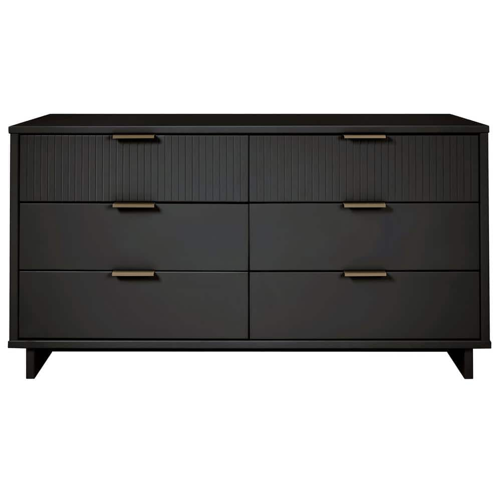 Manhattan Comfort Granville Dark Grey 6-Drawer 55.11 in. Wide Double ...