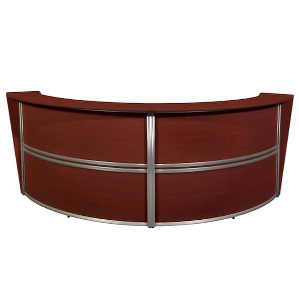 Regency 124.5 in. Mahogany Marque Double-Unit Reception Curved Desk Workstation