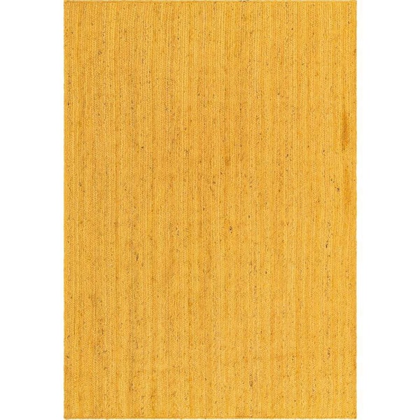Unique Loom Braided Jute Dhaka Yellow 7' 1 x 10' 0 Area Rug