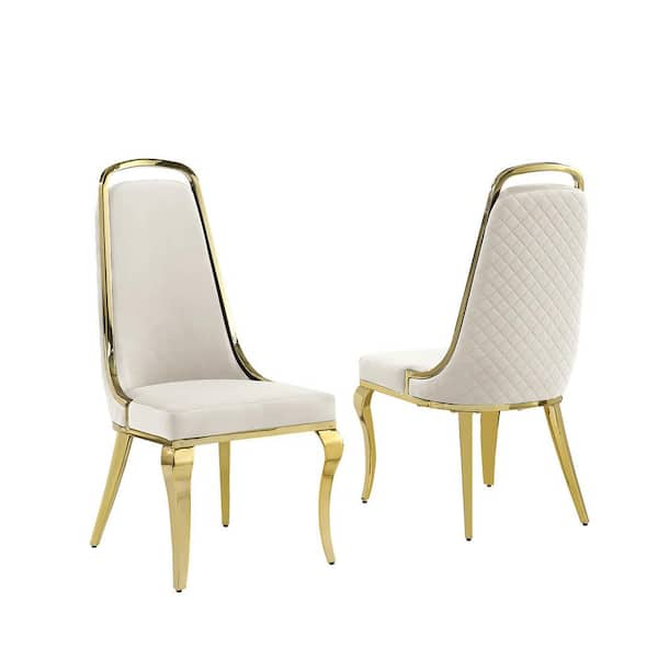 Cream gold best sale dining chairs