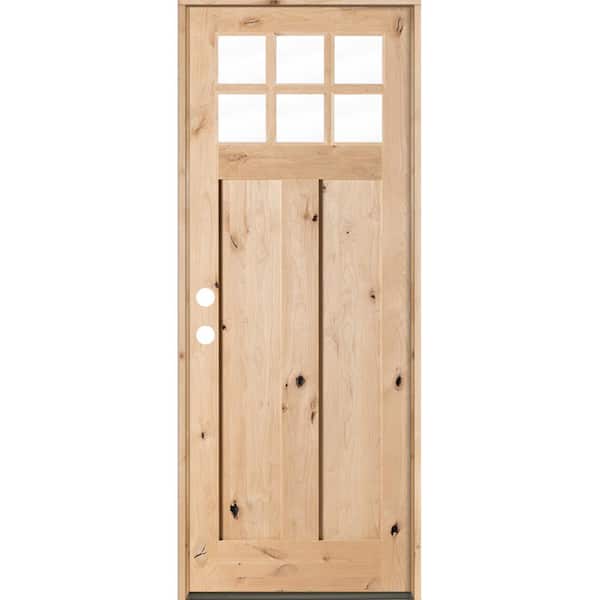 Krosswood Doors 36 in. x 96 in. Krosswood Craftsman Unfinished Rustic knotty alder Solid Wood Single Prehung Front Door