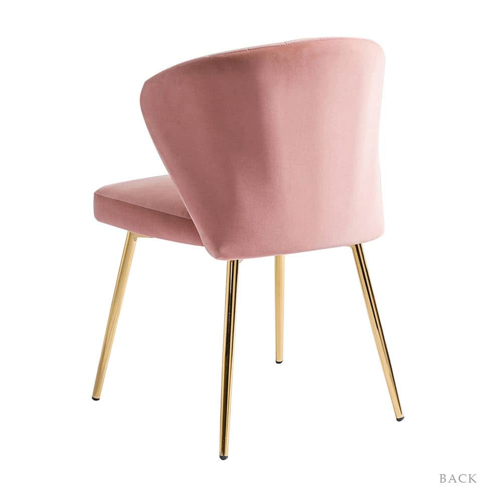 Pink Velvet Upholstered Low Side Chair with Metal Legs
