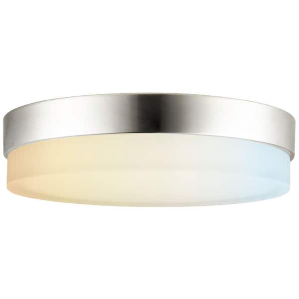 11 in. 1-Light Brushed Nickel Selectable LED Flush Mount
