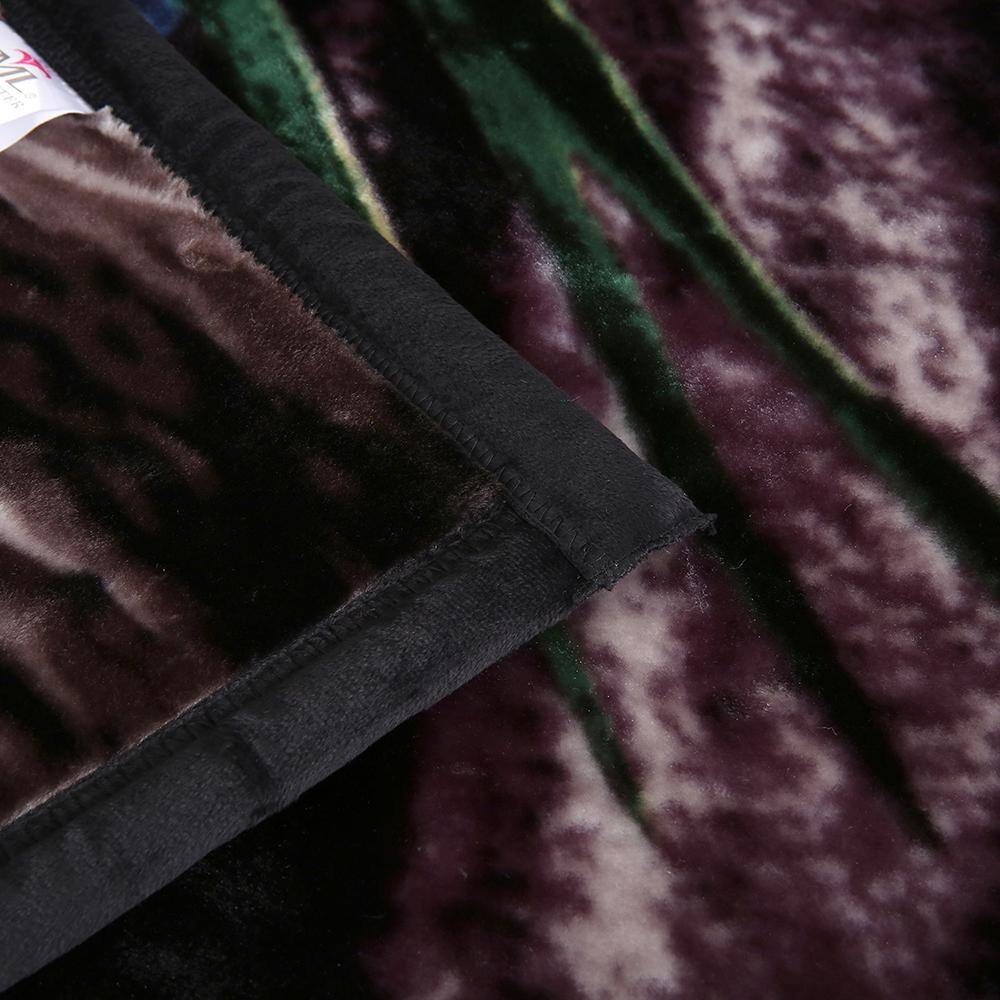 Lion Leopard Polyester 83 in. x 91 in. Reversible Printed Fleece Mink Warm Thick Winter Blanket - Thumbnail 4