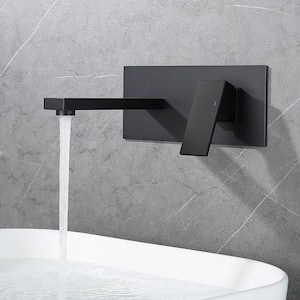 Single Handle Wall Mounted Bathroom Faucet in Matte Black