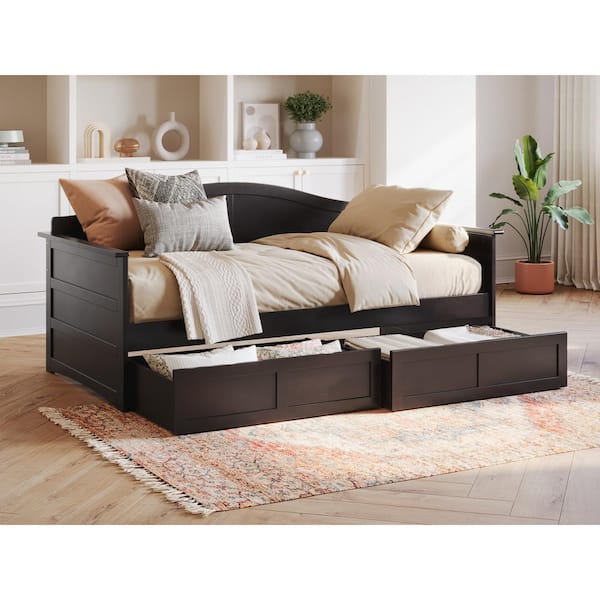 AFI Acadia Espresso Twin Solid Wood Daybed with Set of 2-Bed Drawers