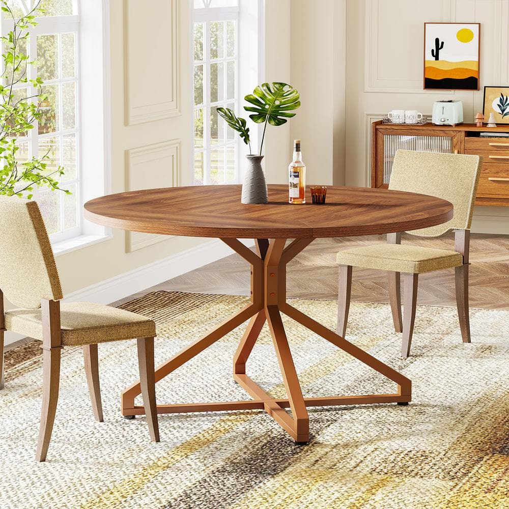 BYBLIGHT Roesler Rustic Brown Engineered Wood 47.2 in. Pedestal Round ...
