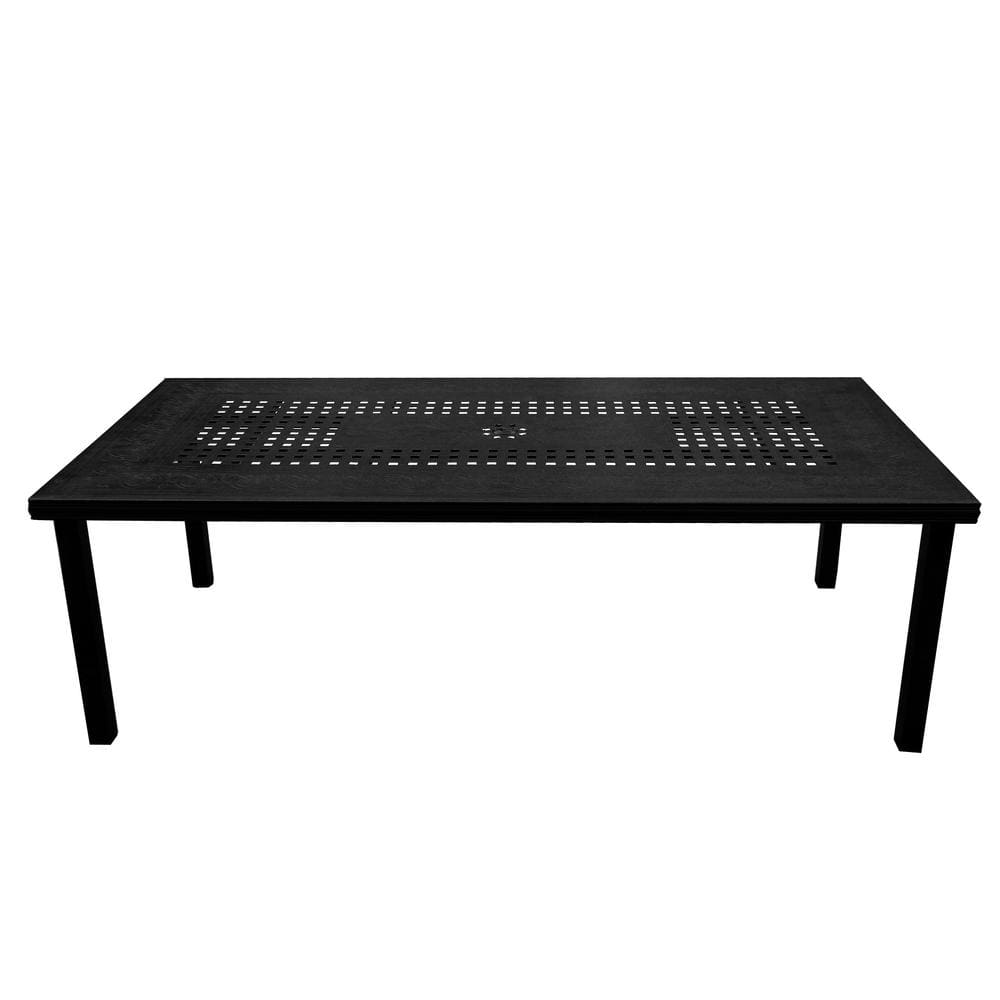 Black Aluminum 95" Rectangular Outdoor Patio Dining Set with 8 Chairs