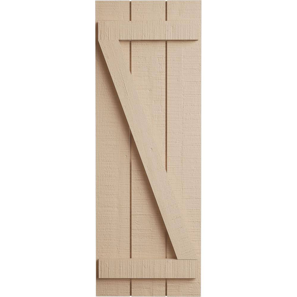 Rustic Tan Faux Wood Board-n-Batten Shutters, 90'' Height