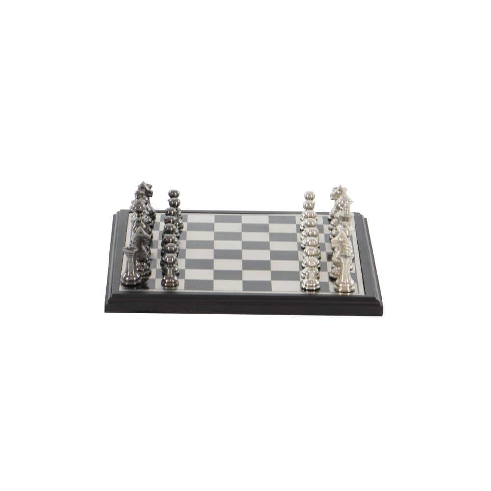 Black and Silver Aluminum Chess Set with Square Board