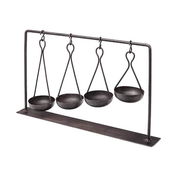 HomeRoots 11 in. Brown Vintage Look Four Metal Spice Rack