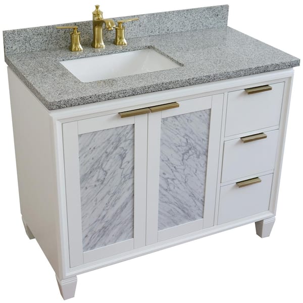 White Rectangle Basin 990 43l Wh Gyrl, 43 Granite Vanity Top With Sink