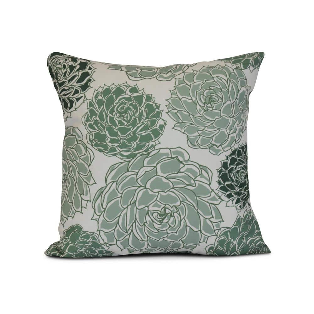 Olivia Floral Print Throw Pillow in Green