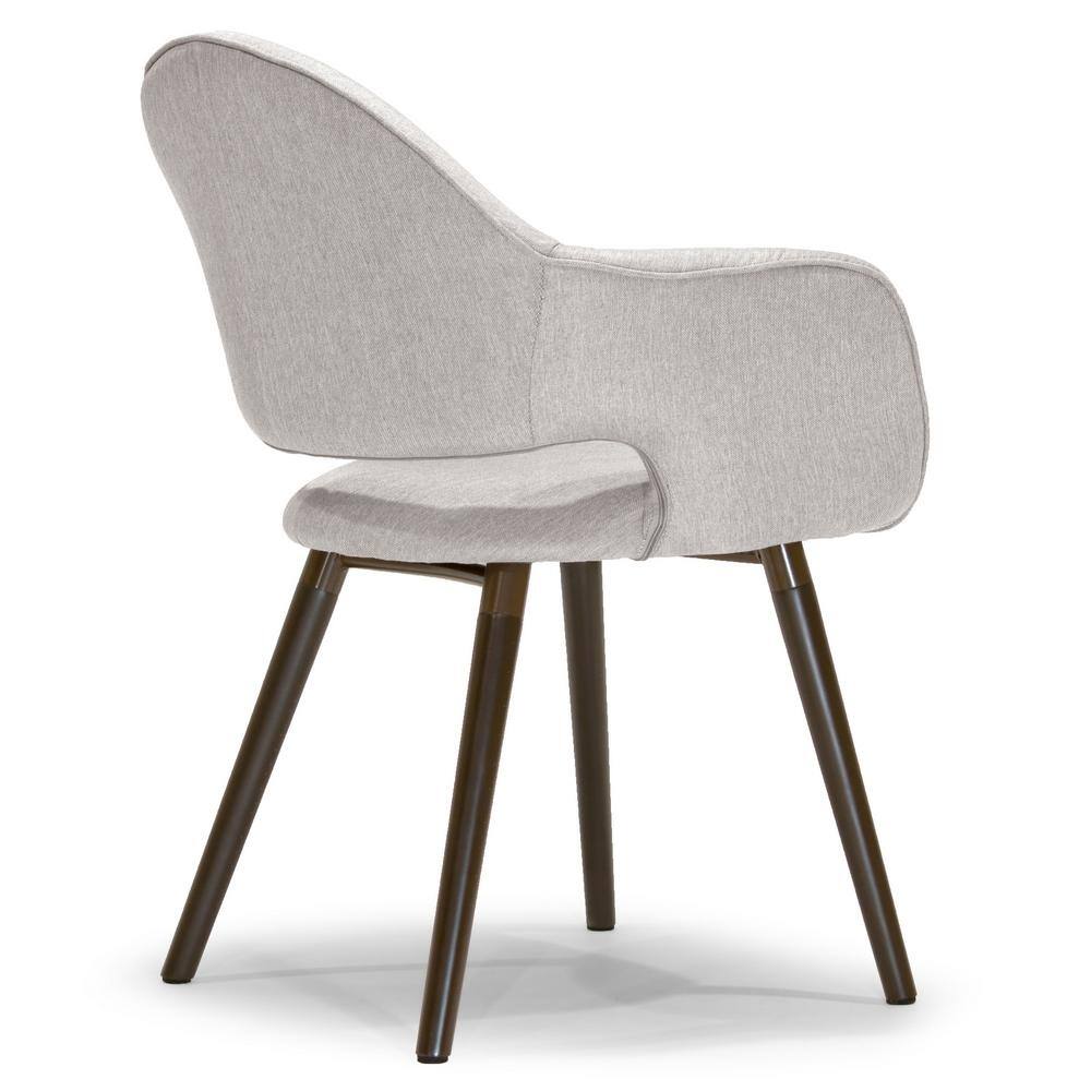Beige Upholstered High Back Mid-Century Arm Chair