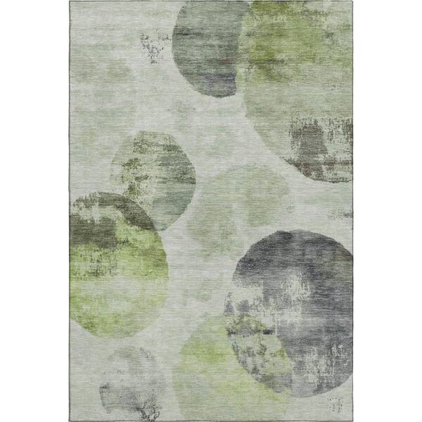 Mayfield Premium Machine Washable Abstract AMF2346 Aloe 5 ft. x 7 ft. 6 in. Area Rug
