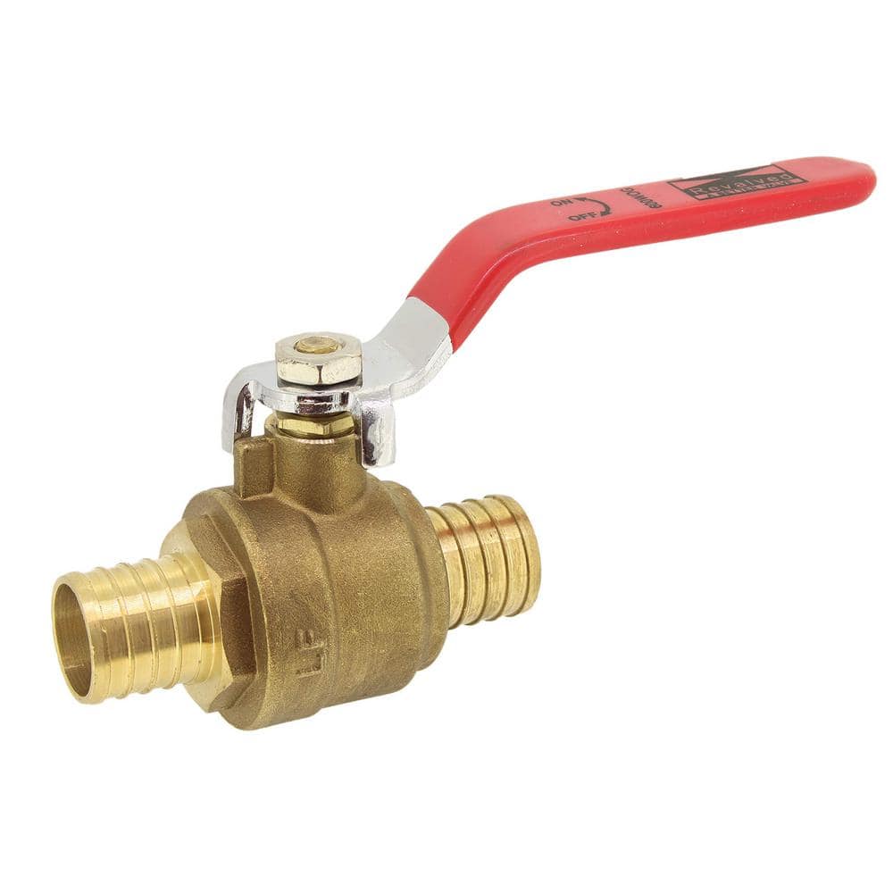 REVALVED 1 in. PEX Full Port Brass Ball Valve With Red Handle PX-1-1PK ...