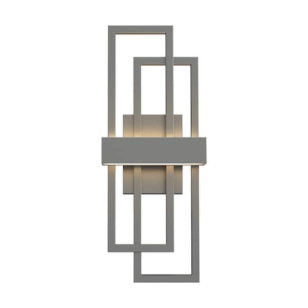 Montpelier 20 in. 2-Light Gray Unique Geometric Design Waterproof Integrated LED Hardwired Wall Sconce