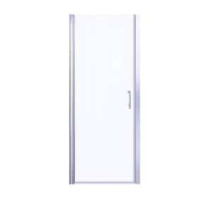 30 in. W x 72 in. H Pivot Semi-Frameless Shower Door in Chrome Finish with Clear Glass