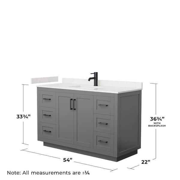 Miranda 54 in. W x 22 in. D x 33.75 in. H Single Bath Vanity in Dark Gray with Carrara Cultured Marble Top