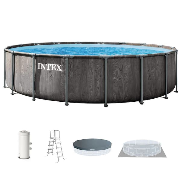 Greywood Prism Frame 15 ft. x 48 in. Round Premium Above Ground Pool Set with Pump, 48 in. Depth