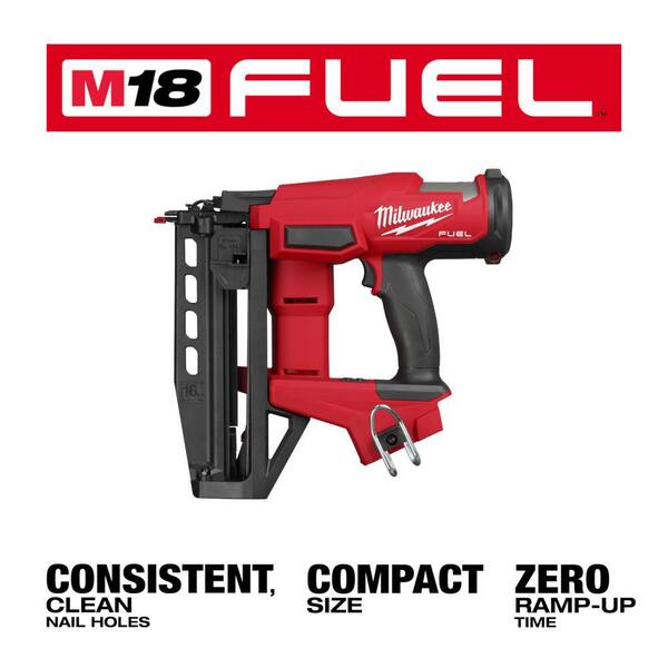 Milwaukee M18 FUEL 18V Gen ll 16-Gauge Straight Finish Nailer and M18 18V Lithium-Ion REDLITHIUM FORGE 6.0 Ah Battery Pack