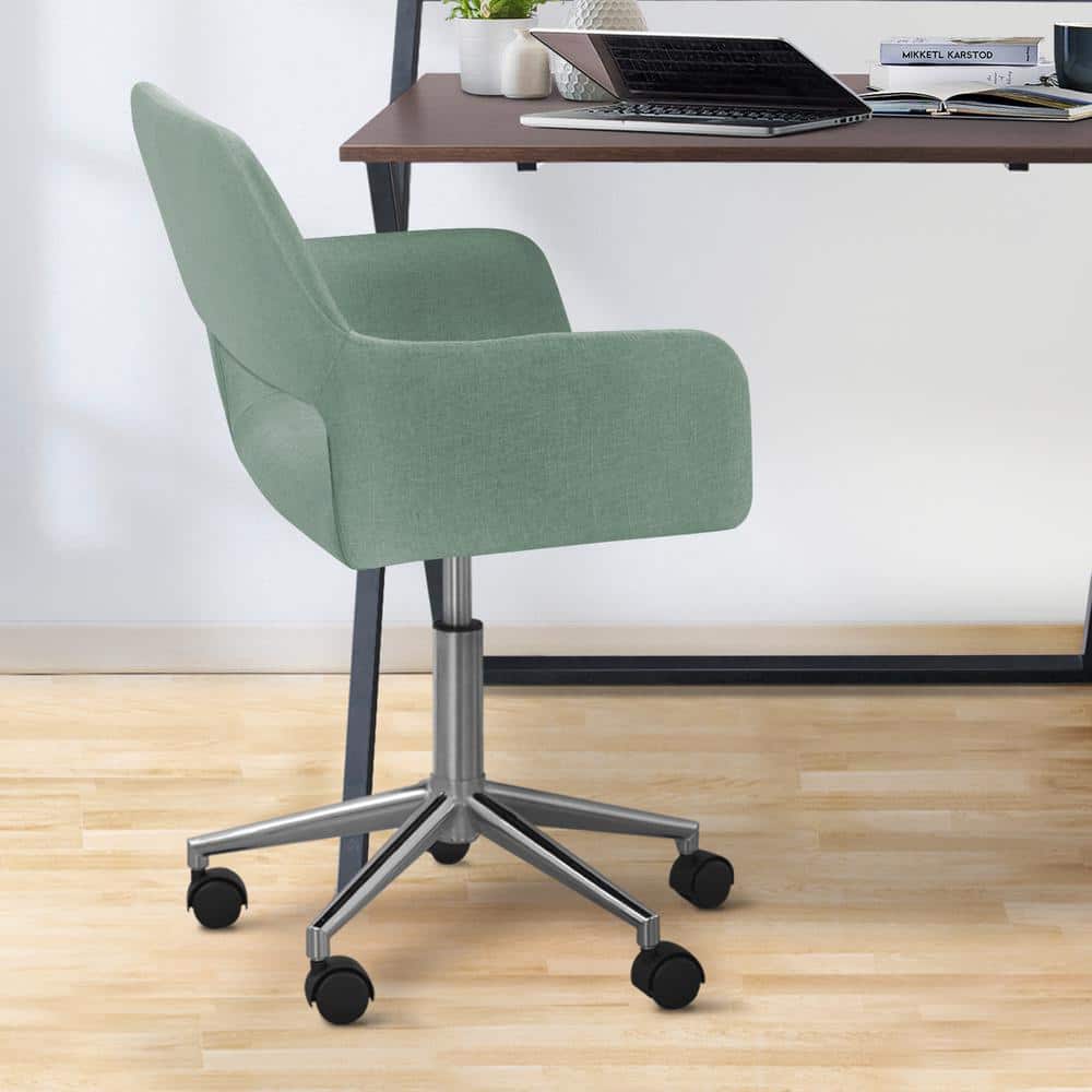 Mint Green Fabric Ergonomic Swivel Office Chair with Chrome Base