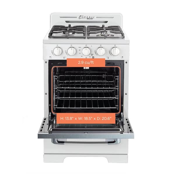 Off-Grid Classic Retro 24 in. 3 cu. ft. Retro Propane Gas Range with Battery Ignition in Marshmallow White