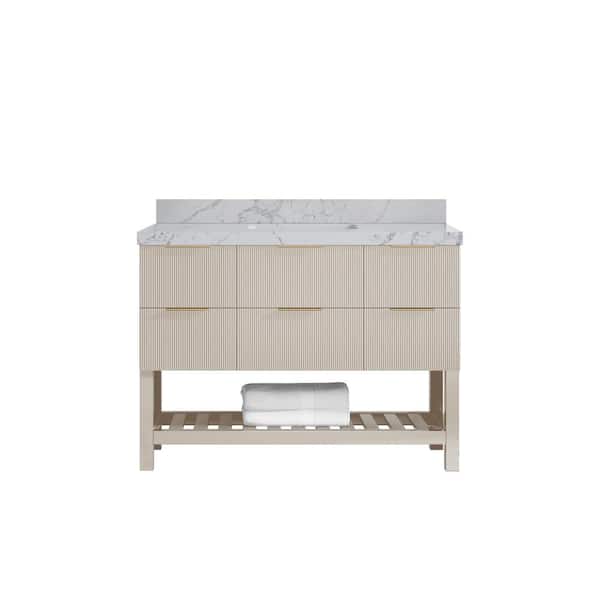 Willow Collections Catalina 48 in. Single Sink Freestanding Fine Grain Bath Vanity with Venatino Qt. Top Unassembled