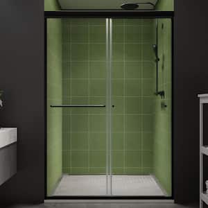 44-48 in. W x 70 in. H Sliding Framed Shower Door in Matte Black with 1/4 in. (6 mm) Clear Glass