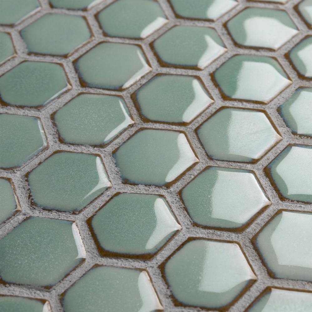 Mint Green Hexagon Porcelain Mosaic Tile for Walls and Floors