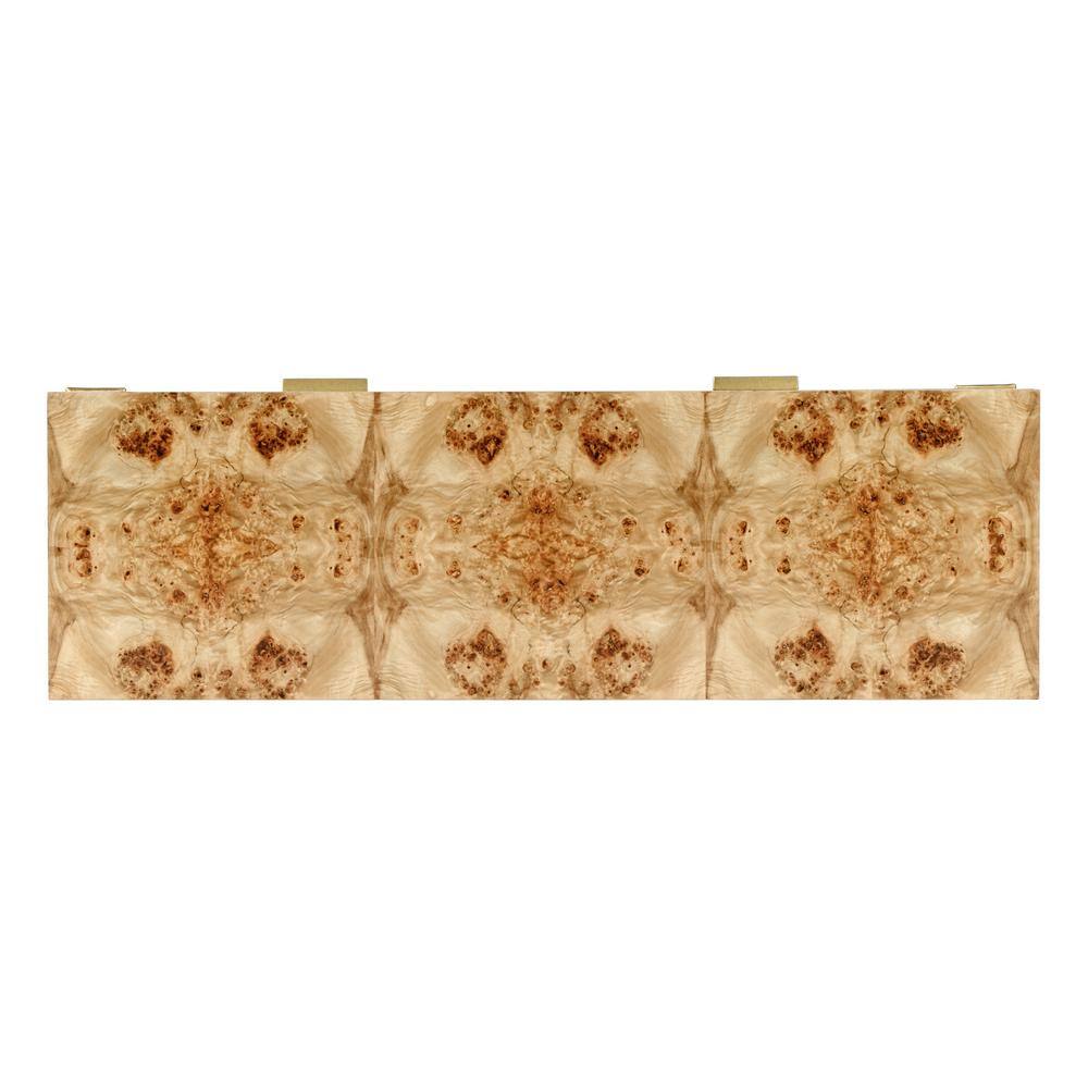Kai 45" Natural Burl Wood Console Table with Gold Accents