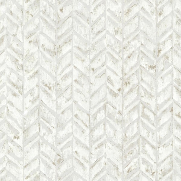 Brewster Ivory Foothills Herringbone Texture Ivory Wallpaper Sample
