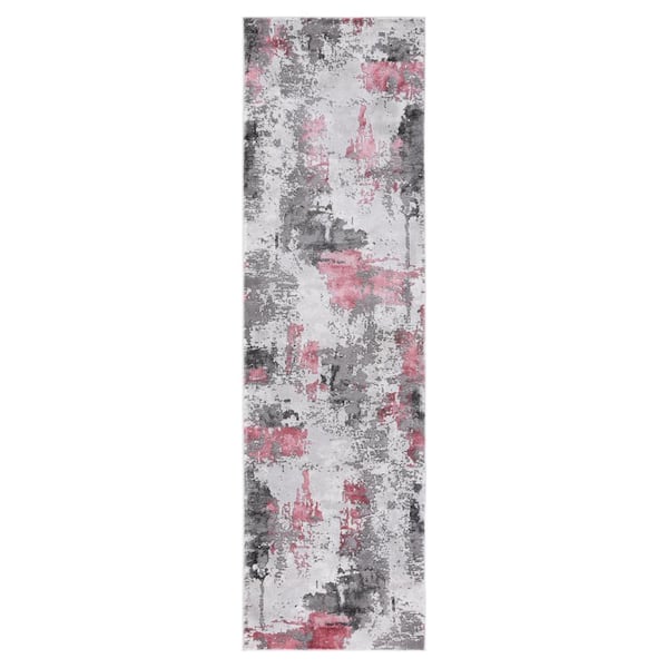 SAFAVIEH Craft Gray/Pink 2 ft. x 14 ft. Gradient Abstract Runner Rug
