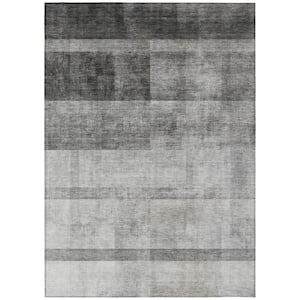 Gray 8 ft. x 10 ft. Woven Solid Color Rectangle Indoor/Outdoor Area Rug