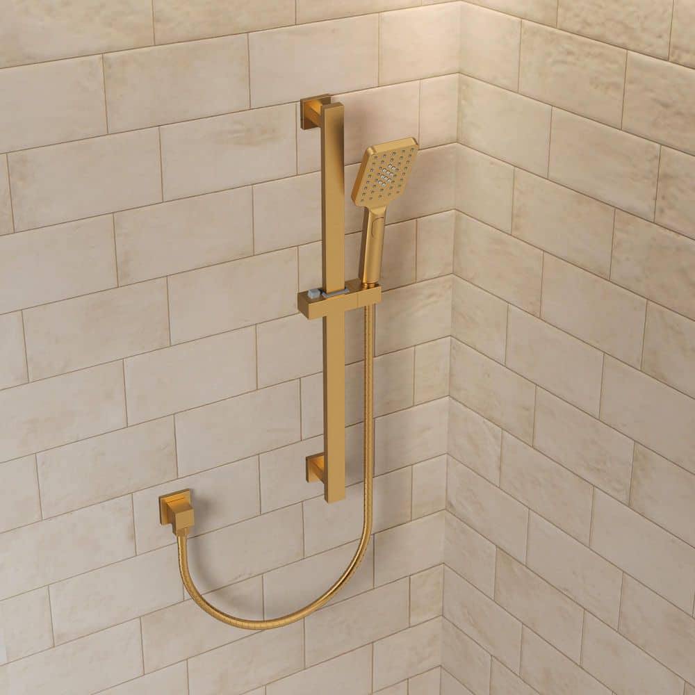 Minimalist 3-Spray Multifunction Wall Bar Shower Kit with Square Handheld Shower with Adjustable Bar in Brushed Gold price history on PriceWatchPro