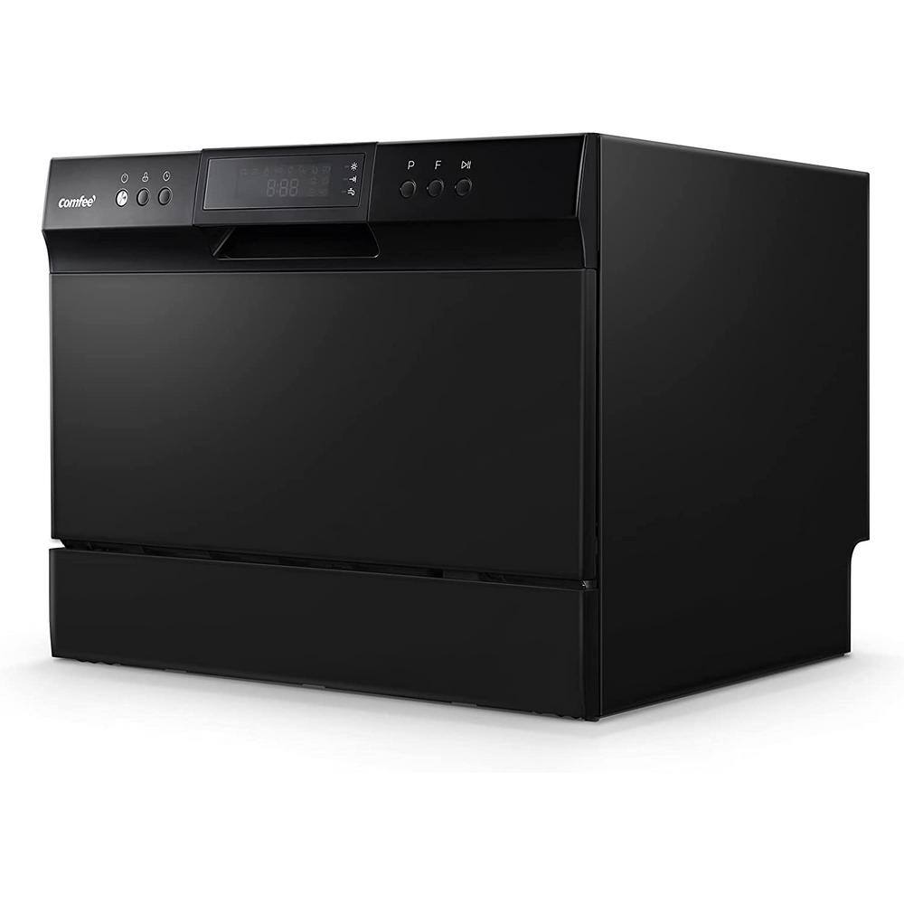 Comfee Black 21-Inch Portable Mini Dishwasher with Stainless Steel Tub