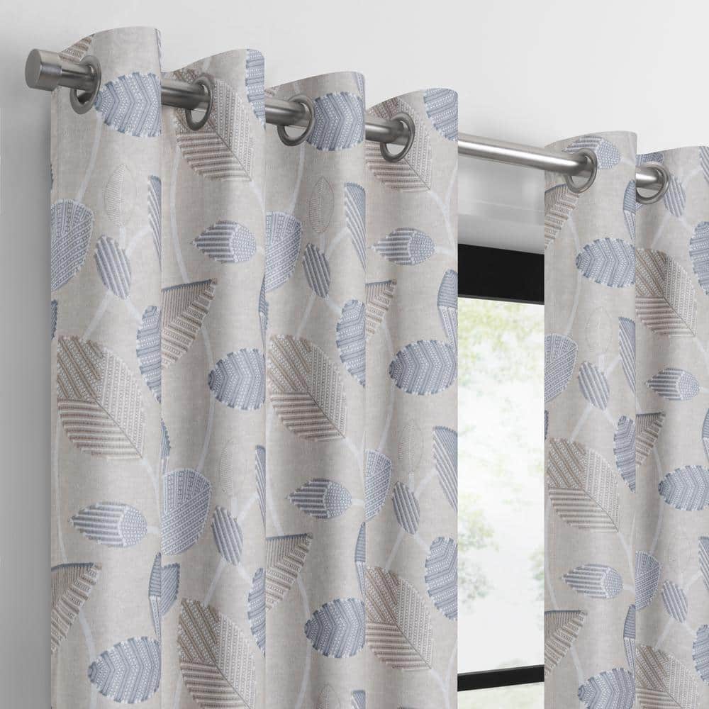Sky Blue Polyester Blackout Grommet Window Panel