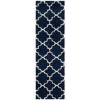 Hudson Shag Navy/Ivory 2 ft. x 12 ft. Runner Rug