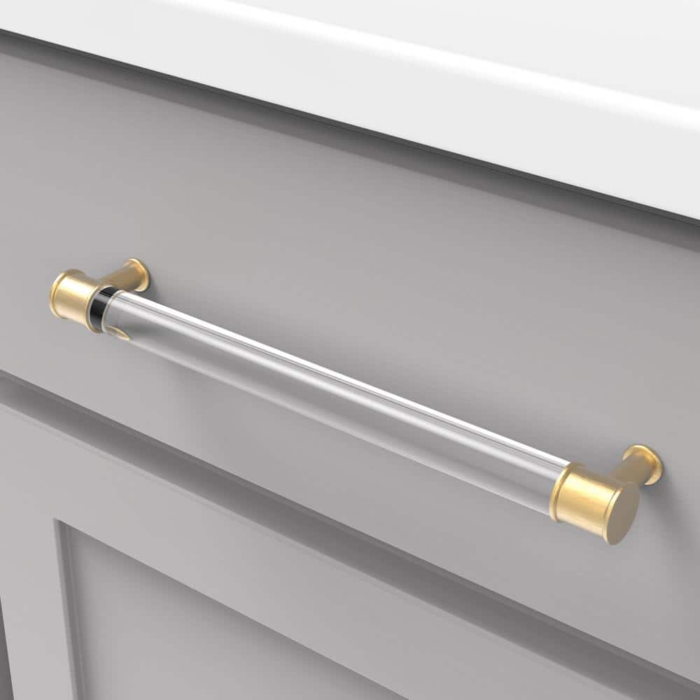 9 1/2" Clear Acrylic and Brass Modern Bar Handle