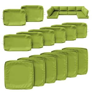 14-Piece Outdoor Patio Cushion Cover, UV and Waterproof Replacement Slipcovers Grass Green ( No Insert )