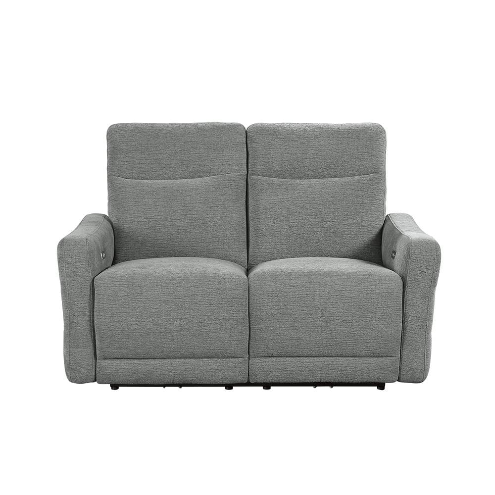 Cameron 56.5 in. W Dove Gray Chenille Power Double Lay Flat Reclining Loves